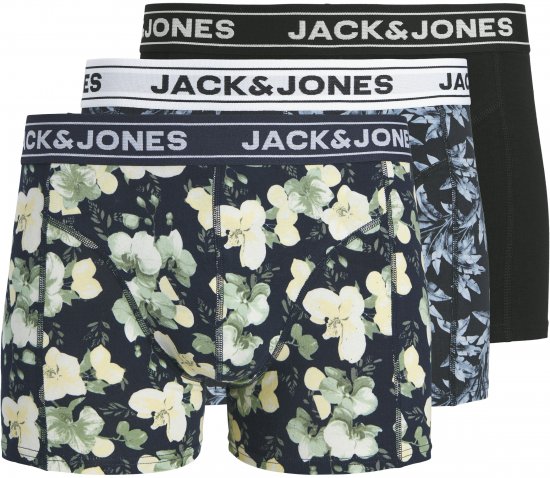 Jack & Jones Acray Flower Boxers 3-Pack Black/Navy - Apatinis trikotažas ir plaukimo apranga - Apatinis trikotažas - 2XL-8XL