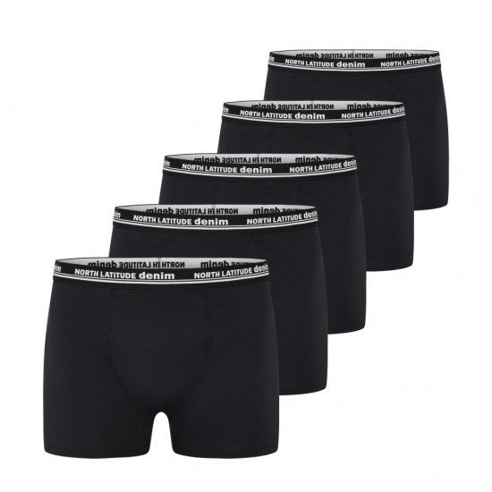 North Latitude 5-Pack Boxershorts Black - Boxer šortai - Vyriški dideli boxer šortai