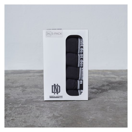 North Latitude 5-Pack Boxershorts Black - Boxer šortai - Vyriški dideli boxer šortai