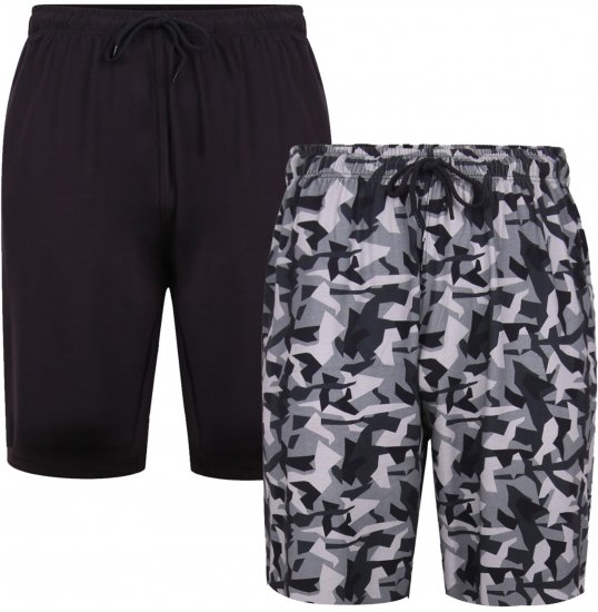 Kam Jeans Twin Pack Shorts Camo/Plain Black - Laisvalaikio kelnės ir šortai - Laisvalaikio Kelnės ir Šortai - 2XL-12XL