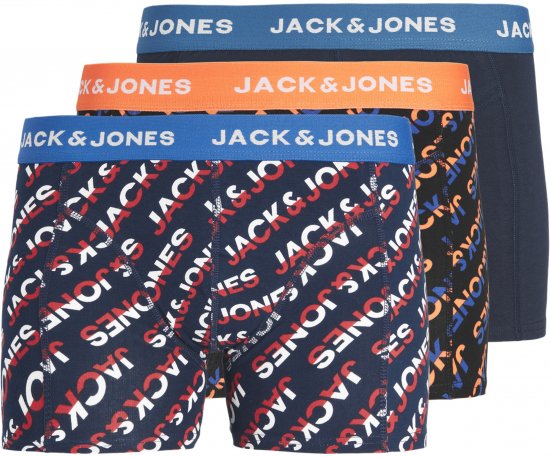 Jack & Jones Logo Trunks 3-Pack Navy Blazer - Apatinis trikotažas ir plaukimo apranga - Apatinis trikotažas - 2XL-8XL