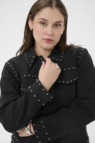 Kaffe Curve Brenn Twill Jacket Washed Black - Džinsinės striukės - 