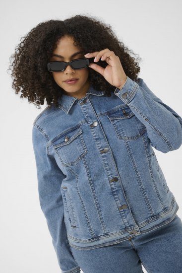Kaffe Curve Vilana Denim Jacket Washed Blue - Džinsinės striukės - 