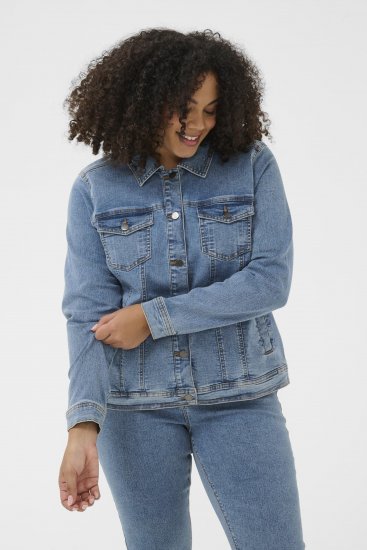 Kaffe Curve Vilana Denim Jacket Washed Blue - Džinsinės striukės - 