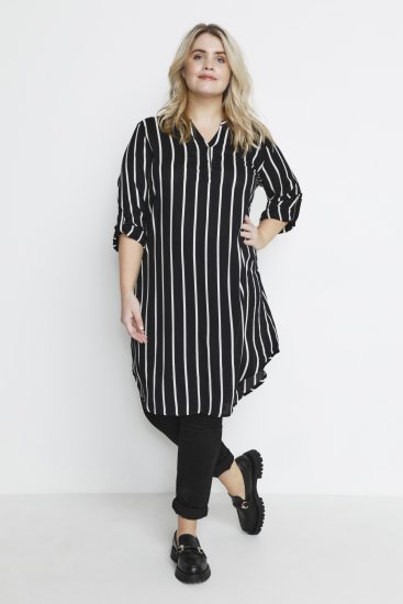 Kaffe Curve Milana Shirt Suknelė Juoda / Chalk juosta - Suknelės - 