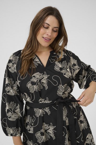 Kaffe Curve Kimmie Dress Black Chalk Embroidery - Midi suknelės - 