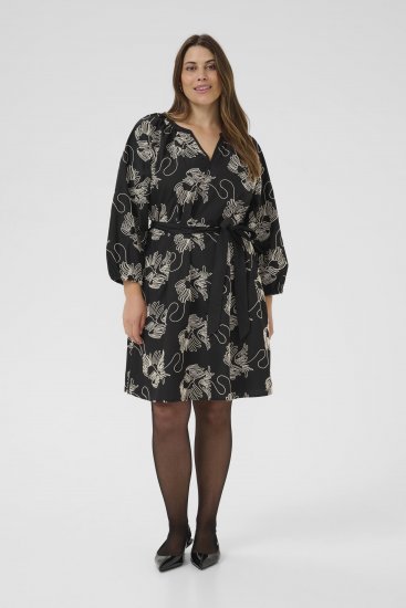 Kaffe Curve Kimmie Dress Black Chalk Embroidery - Midi suknelės - 