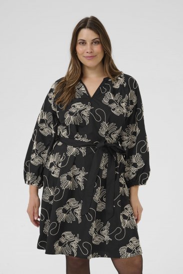 Kaffe Curve Kimmie Dress Black Chalk Embroidery - Midi suknelės - 