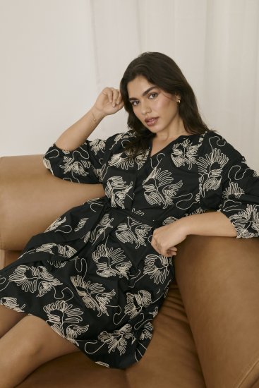 Kaffe Curve Kimmie Dress Black Chalk Embroidery - Midi suknelės - 