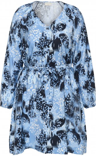 Kaffe Curve Aliana Dress Blue Flower Animal - Midi suknelės - 