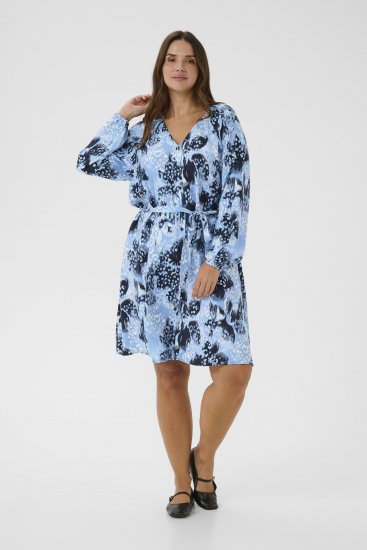 Kaffe Curve Aliana Dress Blue Flower Animal - Midi suknelės - 