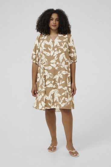 Kaffe Curve Marla Dress Oak Chalk Leaf - Midi suknelės - 