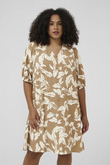 Kaffe Curve Marla Dress Oak Chalk Leaf - Midi suknelės - 