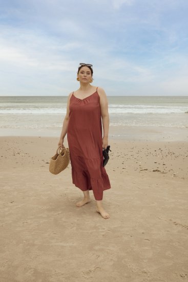 Kaffe Curve Emilia Dress Henna Brown - Maxi suknelės - 