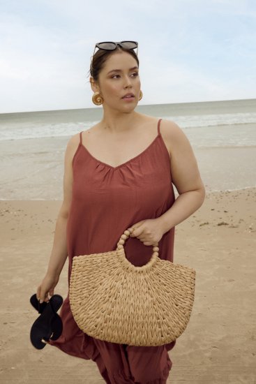 Kaffe Curve Emilia Dress Henna Brown - Maxi suknelės - 