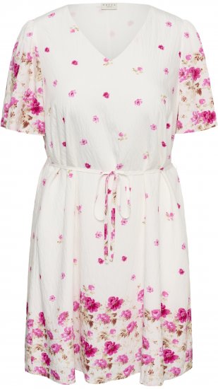 Kaffe Curve Rosa Mini Dress White Rose Border Flower - Mini suknelės - 