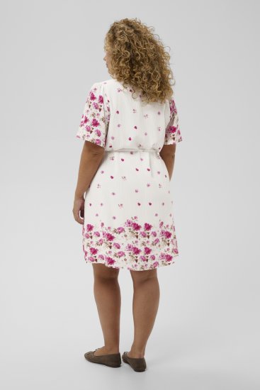 Kaffe Curve Rosa Mini Dress White Rose Border Flower - Mini suknelės - 