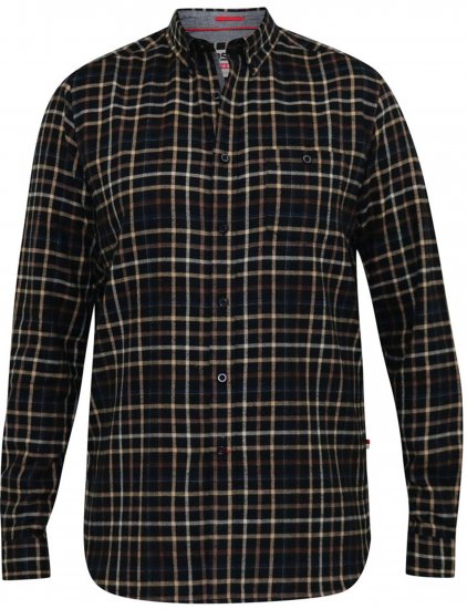 D555 Destin Checked Long Sleeve Shirt Black/Tan Check - Marškiniai ilgomis rankovėmis - 