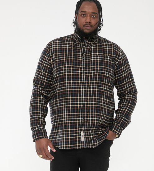 D555 Destin Checked Long Sleeve Shirt Black/Tan Check - Marškiniai ilgomis rankovėmis - 