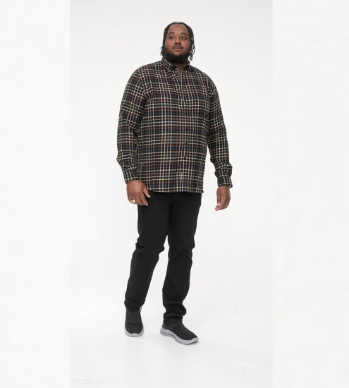 D555 Destin Checked Long Sleeve Shirt Black/Tan Check - Marškiniai ilgomis rankovėmis - 