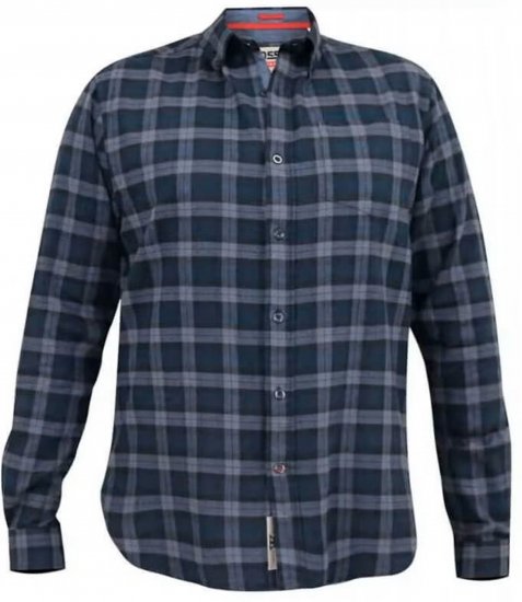 D555 Luton Checked Flanell Shirt Navy - Marškiniai - Marškiniai - 2XL-8XL