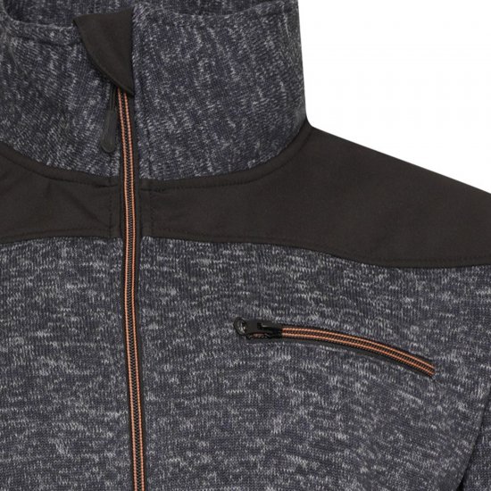 Kam jeans KV133 Twisted Marl Fleece Jacket Black - Didelės vyriškos striukės - Didelės vyriškos striukės