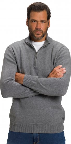 JP1880 Sweater Quarter Zipper Grey - Megztiniai ir džemperiai - Megztiniai ir Džemperiai - 2XL-14XL