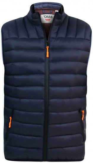 D555 WICKHAM 1 Puffer Gilet with Burgundy Lining Navy - Liemenės - Liemenės didelių dydžių