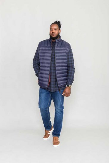 D555 WICKHAM 1 Puffer Gilet with Burgundy Lining Navy - Liemenės - Liemenės didelių dydžių