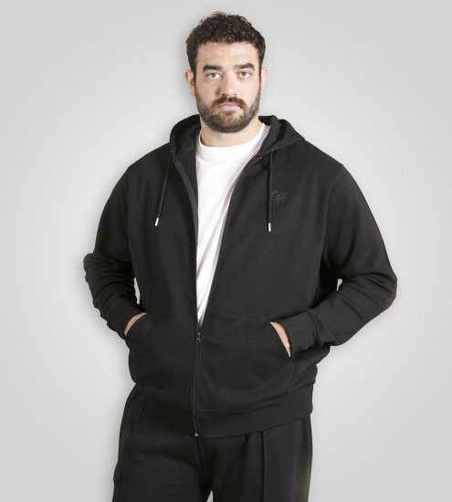 Duke Kenilworth Pin Tuck Sleeves Zip Through Hoodie Dark Navy TALL - TALL džemperiai - 
