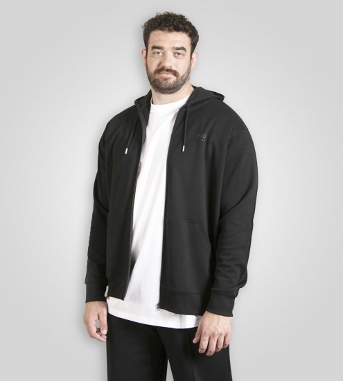 Duke Kenilworth Pin Tuck Sleeves Zip Through Hoodie Dark Navy TALL - TALL džemperiai - 
