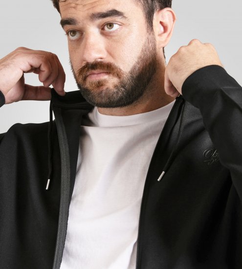 Duke Kenilworth Pin Tuck Sleeves Zip Through Hoodie Dark Navy TALL - TALL džemperiai - 