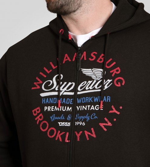 Duke Southampton Brooklyn Chest Print Full Zip Hoodie Black - Megztiniai ir džemperiai - Megztiniai ir Džemperiai - 2XL-14XL