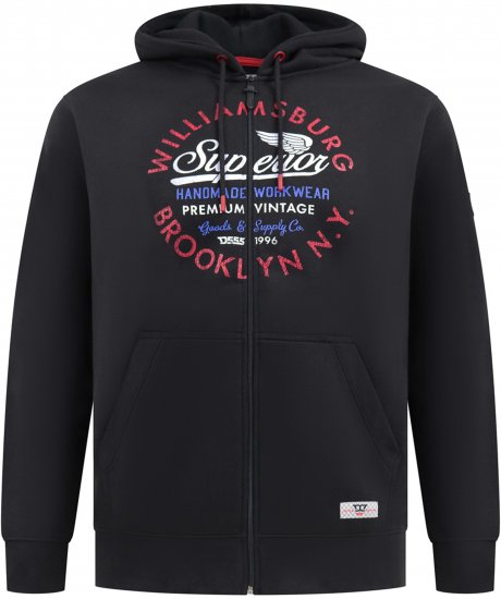 Duke Southampton Brooklyn Chest Print Full Zip Hoodie Black - Megztiniai ir džemperiai - Megztiniai ir Džemperiai - 2XL-14XL