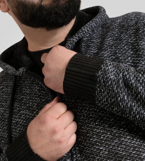 Duke Fareham Bonded Sherpa Lining Knitted Hoodie Grey - Megztiniai ir džemperiai - Megztiniai ir Džemperiai - 2XL-14XL