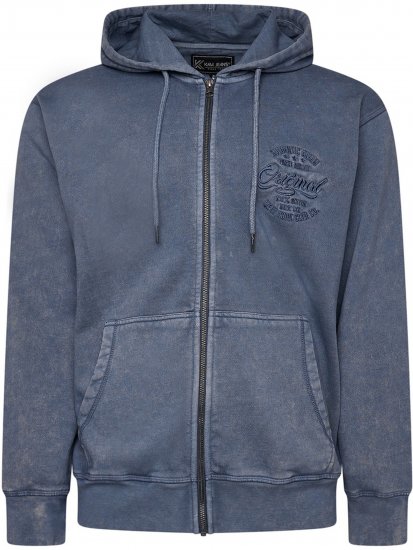 Kam Jeans 7082 Garment DYE with Zipper Hoodie Vintage Indigo - Megztiniai ir džemperiai - Megztiniai ir Džemperiai - 2XL-14XL