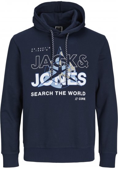 Jack & Jones Hunt Hoodie Navy - Megztiniai ir džemperiai - Megztiniai ir Džemperiai - 2XL-14XL