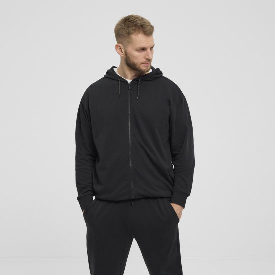 North Latitude Denim Hooded Full-Zip Sweatshirt Black TALL - TALL džemperiai - 