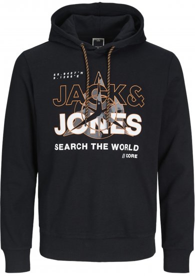 Jack & Jones Hunt Hoodie Black - Megztiniai ir džemperiai - Megztiniai ir Džemperiai - 2XL-14XL