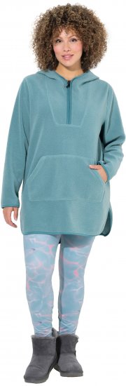 Ulla Popken Teddy Fleece Hooded Zip Neck Sweatshirt Ice Green - Megztiniai ir džemperiai - 