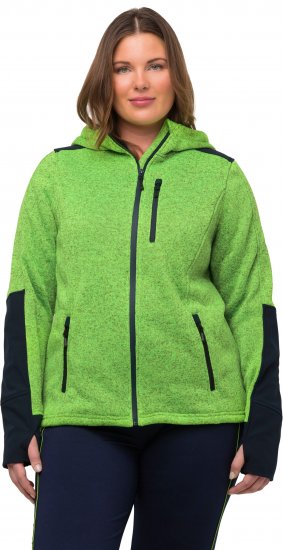 Ulla Popken Contrast Inserts Sweater Knit Hoodie Light Green - Megztiniai ir džemperiai - 