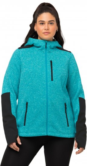 Ulla Popken Contrast Inserts Sweater Knit Hoodie Aquamarine - Megztiniai ir džemperiai - 