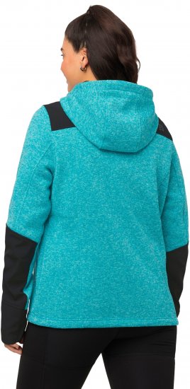 Ulla Popken Contrast Inserts Sweater Knit Hoodie Aquamarine - Megztiniai ir džemperiai - 