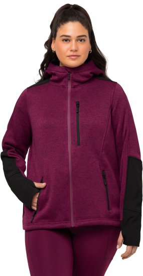 Ulla Popken Contrast Inserts Sweater Knit Hoodie Blackberry - Ulla Popken - 