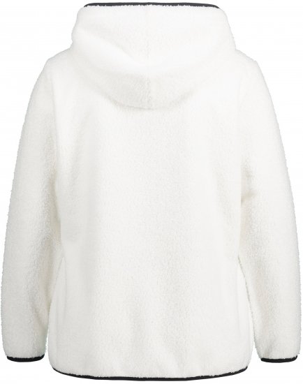 Ulla Popken Teddy Fleece Partial Zip Hoodie Snow White - Megztiniai ir džemperiai - 