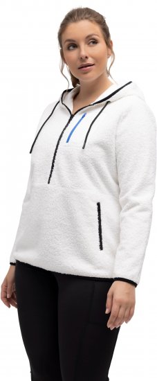 Ulla Popken Teddy Fleece Partial Zip Hoodie Snow White - Megztiniai ir džemperiai - 