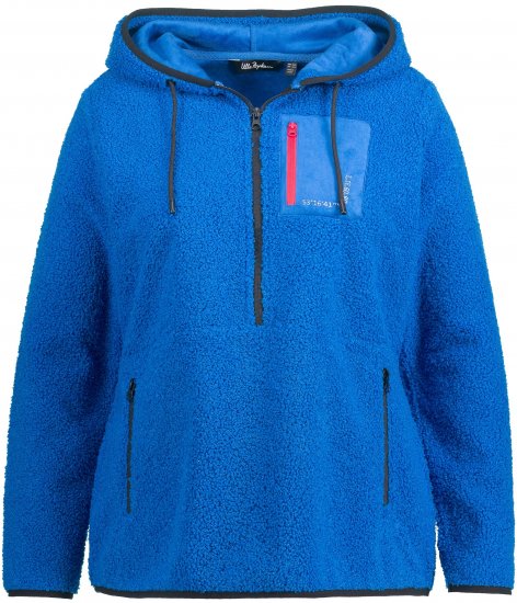 Ulla Popken Teddy Fleece Partial Zip Hoodie Royal Blue - Megztiniai ir džemperiai - 