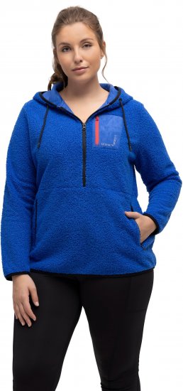 Ulla Popken Teddy Fleece Partial Zip Hoodie Royal Blue - Megztiniai ir džemperiai - 