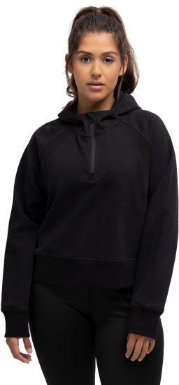 Ulla Popken Ribbed Inset Zip Collar Hoodie Black - Megztiniai ir džemperiai - 