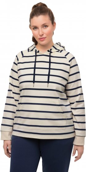 Ulla Popken Stripe Print Loungewear Hoodie Chalk - Megztiniai ir džemperiai - 